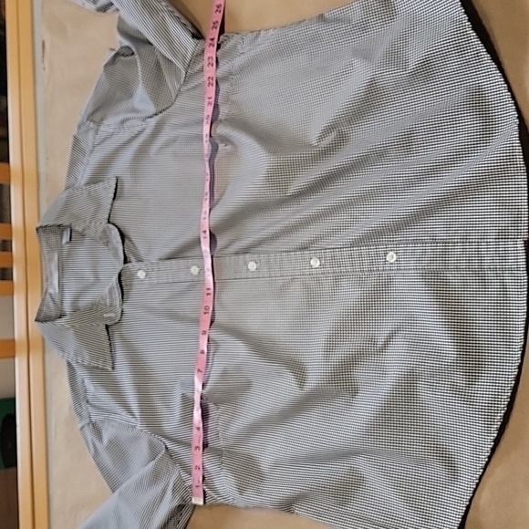 Liz Claiborne Size 2X Black White Gingham Check 3/4 Sleeve Button Front Blouse - Picture 6 of 12